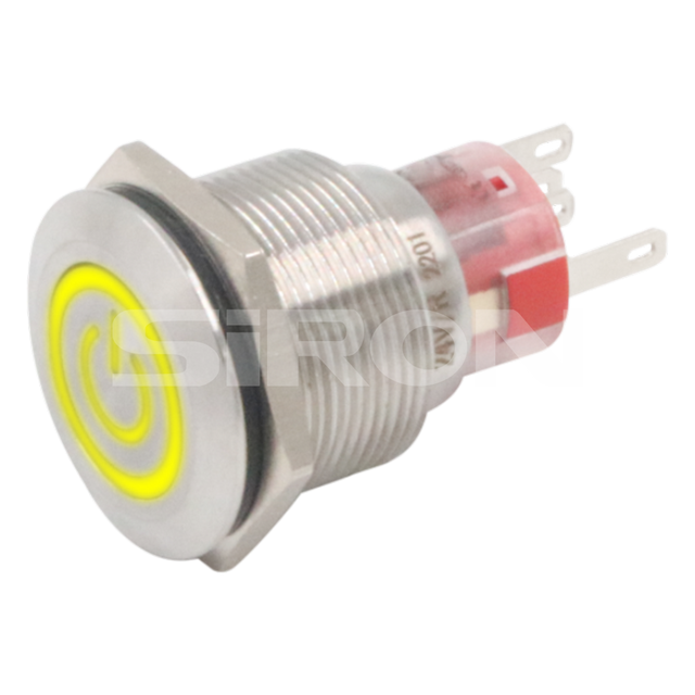 SiRON H060-2 /H061-2 Series Φ16/Φ19/Φ22/Φ25 Power Symbol Metal Button