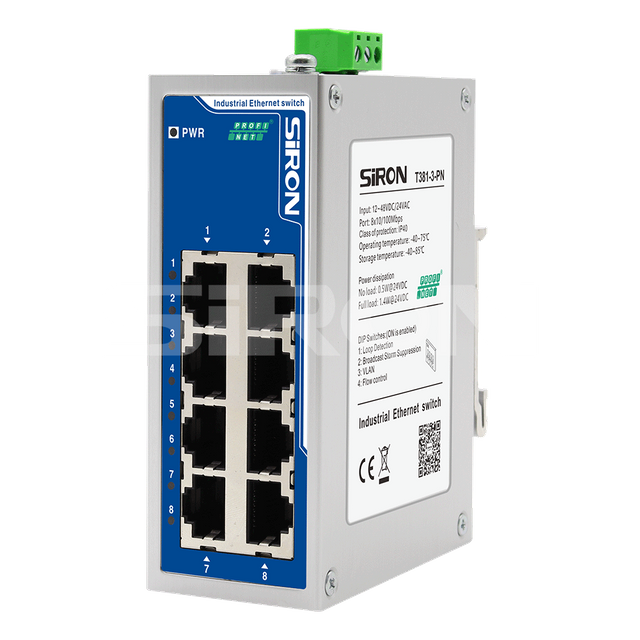 SiRON T381-3-PN Unmanaged 8 ports Profinet protocol High-precision Industrial Switch